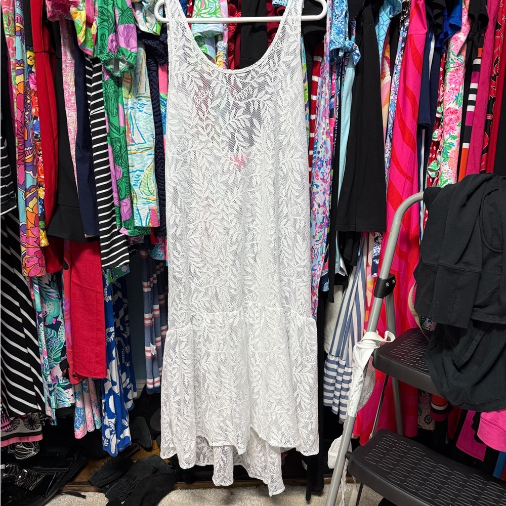 Lilly Pulitzer White Leaf Pattern Swim Coverup